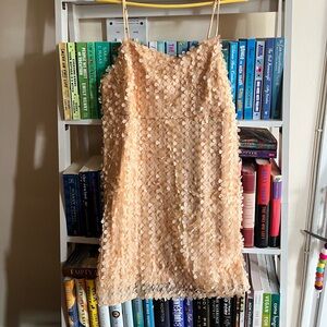 Anthropologie Peach 3-D Floral Mini Dress